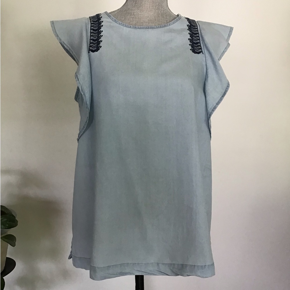 AMANDA GREEN DENIM TOP